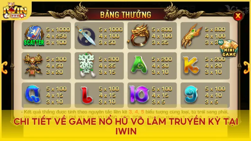 Chi tiết bảng tính điểm thưởng trong game no hu vo lam truyen ky