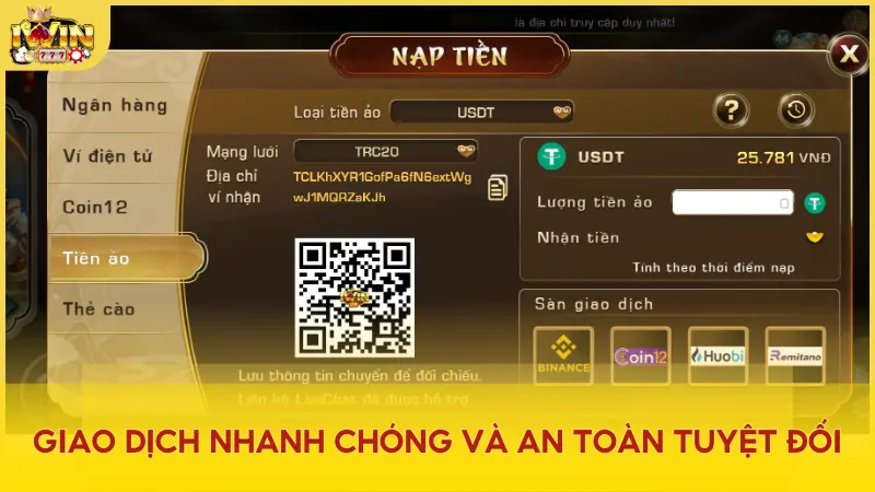 Iwin hỗ trợ nhiều phương thức thanh toán từ ngân hàng đến thẻ cào, mọi giao dịch nạp rút đều nhanh chóng và bảo mật