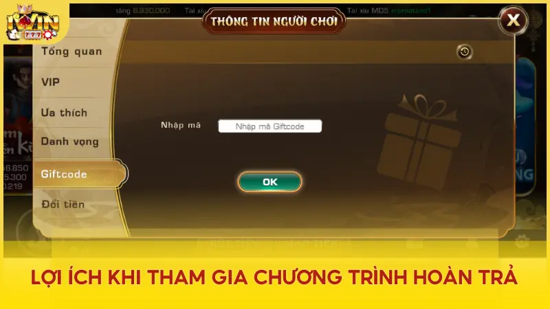 Tham gia chương trình hoàn trả của Iwin, người chơi sẽ cũng cố tinh thần với số tiền được hoàn về tài khoản