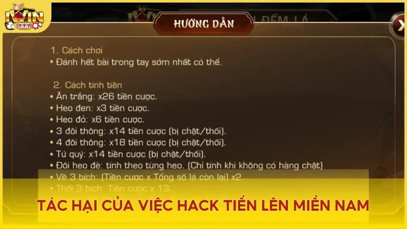 Nguy cơ bị mất tài khoản và tiền trong game hoặc ngân hàng nếu dùng các ứng dụng hack Tiến Lên Miền Nam